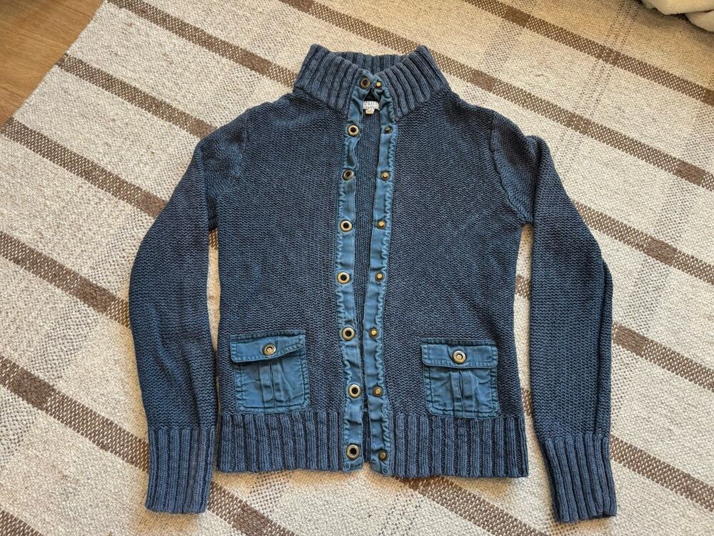 Vintage Old Navy Blue Knit High Neck Sweater Chunky Women’s Medium Y2K 90’s